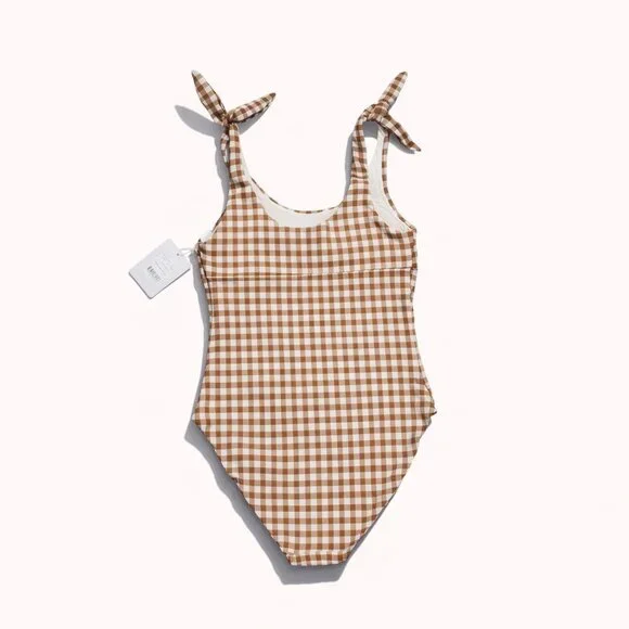 Andie Swim The Mandalay One Piece Women's Size XS Gingham Sparrow Seersucker NWT - Picture 2 of 16